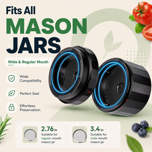 M11 Electric Mason Jar Vacuum Sealer Kit - with Wide and Regular Mouth Mason Lids, Jar Vacuum Sealer for Canning Jars, Vacuum Sealing Machine for Food Storage Black3