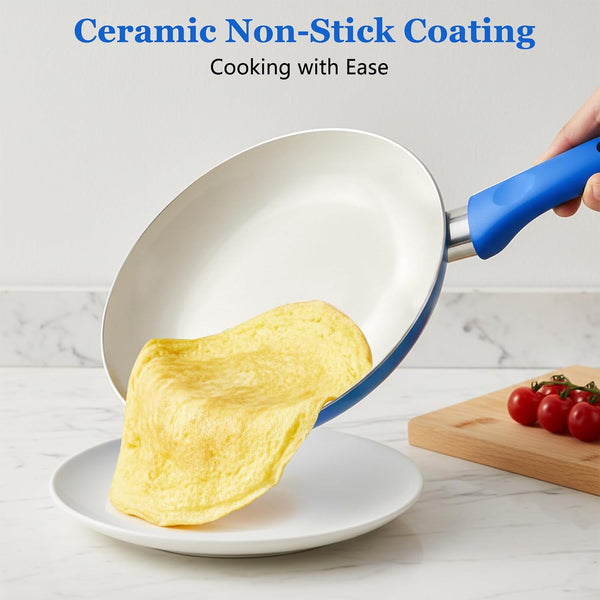 12-Piece Ceramic Nonstick Pots and Pans Set, Induction Non-Toxic | Cobalt Blue Kitchen Cookware Set, Stay-Cool Bakelite Handles, PFOA & PTFE Free, Gas & Electric Stovetop, Easy Clean4
