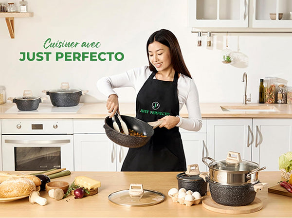 JUST PERFECTO Kitchen Pots and Pans Set with Lids Non Stick - Induction Pots Set - Pots & Pans Set without PTFE and PFOA - Cookware Pot Set Induction 21 Pcs (Black)3