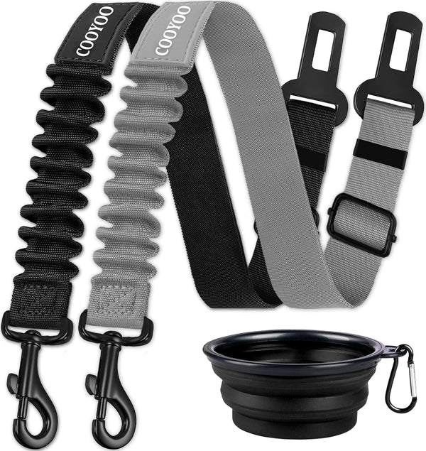 COOYOO Dog Seat Belt, Durability Retractable Dog Car Harness Adjustable Dog Seat Belt for Vehicle Nylon Pet Safety Seat Belts Heavy Duty & Elastic (1 Pack Black)17