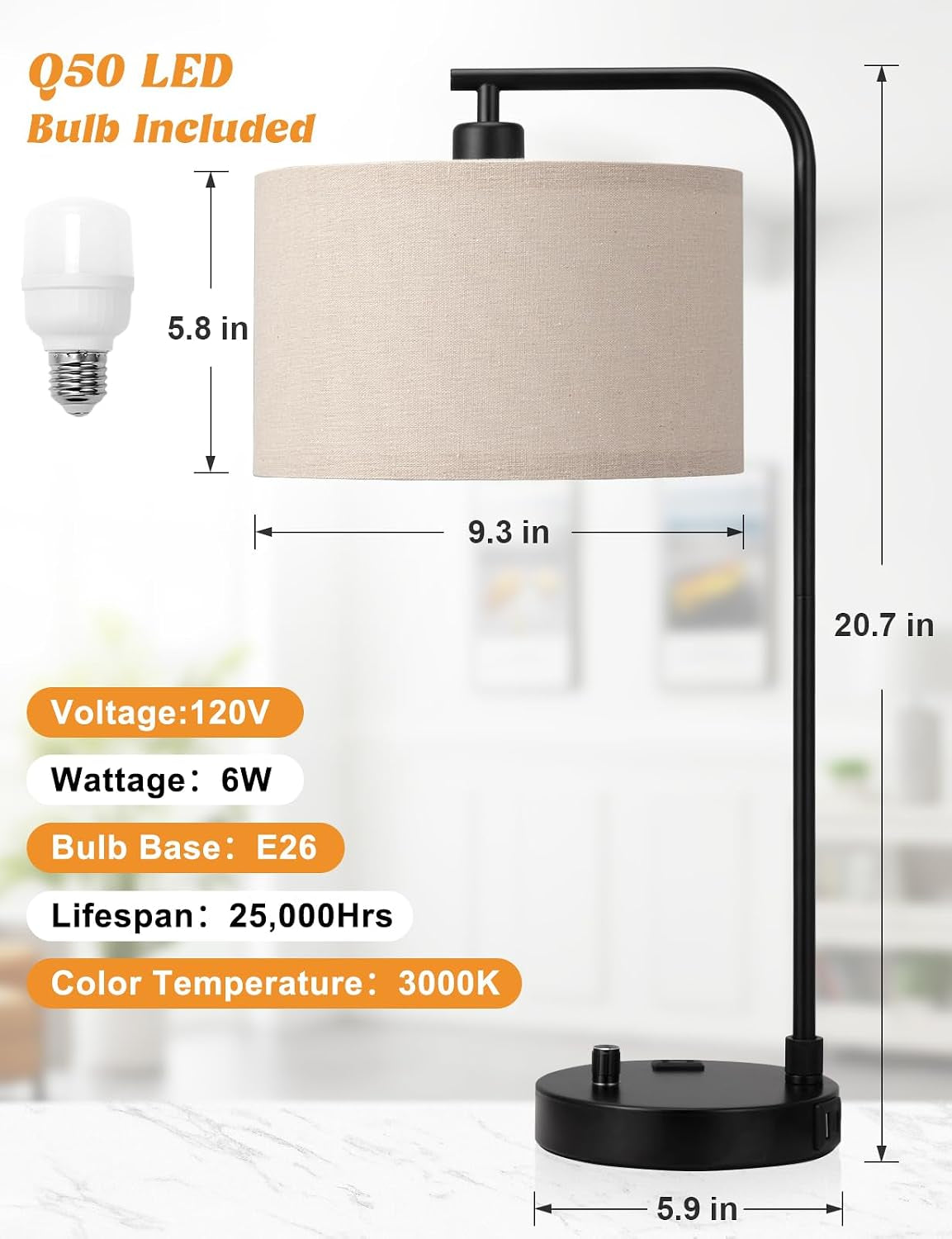 20-7-tall-table-lamp-with-usb-outlet-fully-dimmable-nightstand-lamp-linen-lampshade-usb-port-and-outlet-black-desk-lamp-for-bedside-living-room-guest-room-home-office-led-bulb-included
