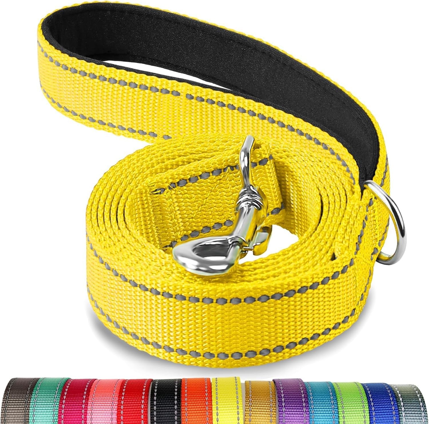 joytale-reflective-dog-leash-for-medium-large-dogs-6-ft-x-1-black-heavy-duty-nylon-webbing-padded-handle-for-comfort-visible-at-night-for-walking-training
