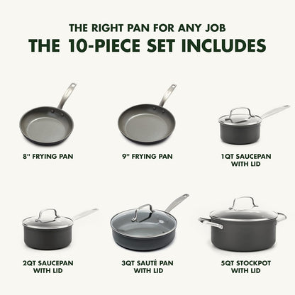Chatham Hard Anodized Healthy Ceramic Nonstick 10 Piece Cookware Pots and Pans Set, Frying Pan Skillets, Saucepans, Saute Pan, Stockpot, Lids, Pfas-Free, Dishwasher & Oven Safe, Gray4