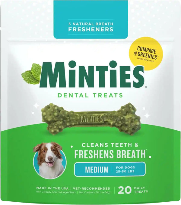 Minties Dog Dental Bone Treats, Tiny/Small Dental Dog Treats, 16 Ounces, Cleans Teeth, Fight Bad Breath, Removes Plaque and Tartar, 40 Count11