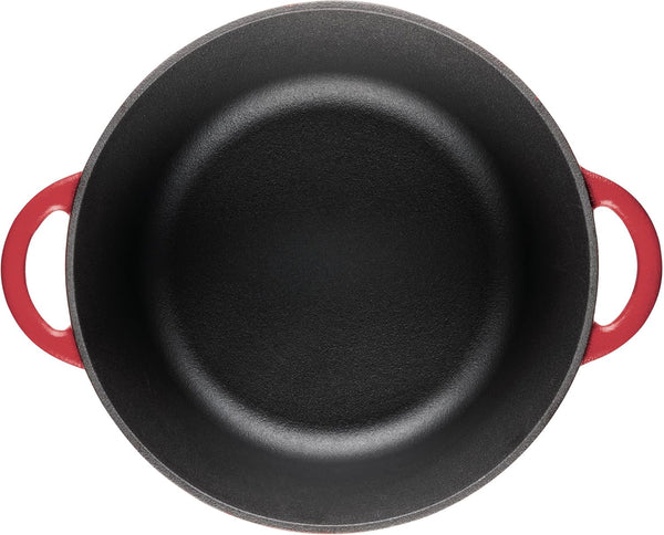 Disney Bon Voyage Pre-Seasoned Cast Iron Dutch Oven/Casserole Pan with Lid, Suitable for All Stovetops, Including Induction, 4.75 Quart - Red12