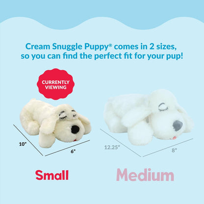 Snuggle Puppy Heartbeat Puppy Toy for Small Breeds, Compact Plush Dog Toy with Real-Feel Pulse, Designed for Crate Time, First Nights, and Rest - Cream2