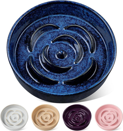 Vancasso Slow Feeder Dog Bowl, 0.6 Cups Ceramic Dog Food Dish for Fast Eaters Small Breed, Puzzle Bowl for Small Dogs and Cats, Blue11