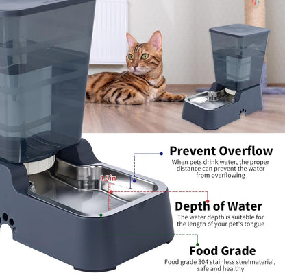 Meikuler Pets Auto Feeder 5.2L,Food Feeder and Water Dispenser Set for Medium & Large Dogs Cats and Pets Animals (Navy)2