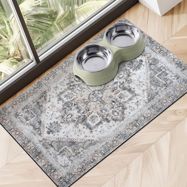 Dog Food Mats for Floors Absorbent, Pet Cat Food Mat - Non Slip Dog Bowl Mats for Food and Water, Eco-Friendly Boho Dog Placemats Feeding Mat Pet Supplies12