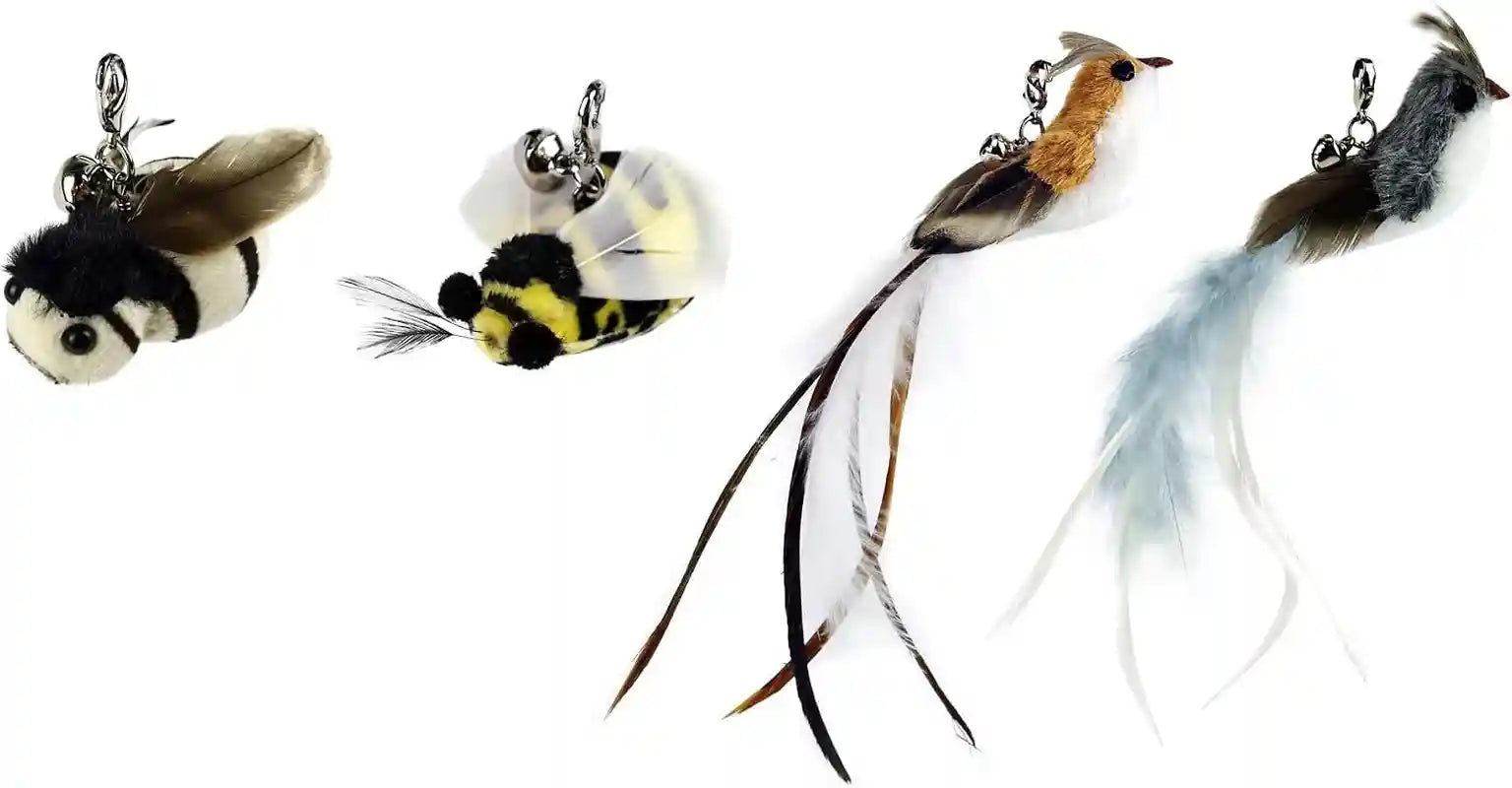 ttcat-3-pack-grasshopper-cat-wand-refills-realistic-green-insect-natural-feather-detachable-replacement-toy-with-bell-universal-lobster-clip-on-cat-teaser-attachments