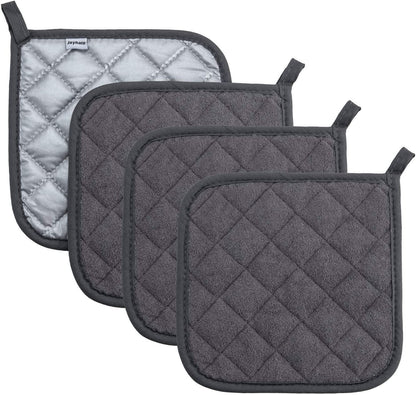 4 Pack Pot Holders for Kitchen Clearance | Hot Pads for Kitchen, Countertops, Oven Pot Holders Bulk, Potholders Sets for Kitchens Heat Resistant, Grey1