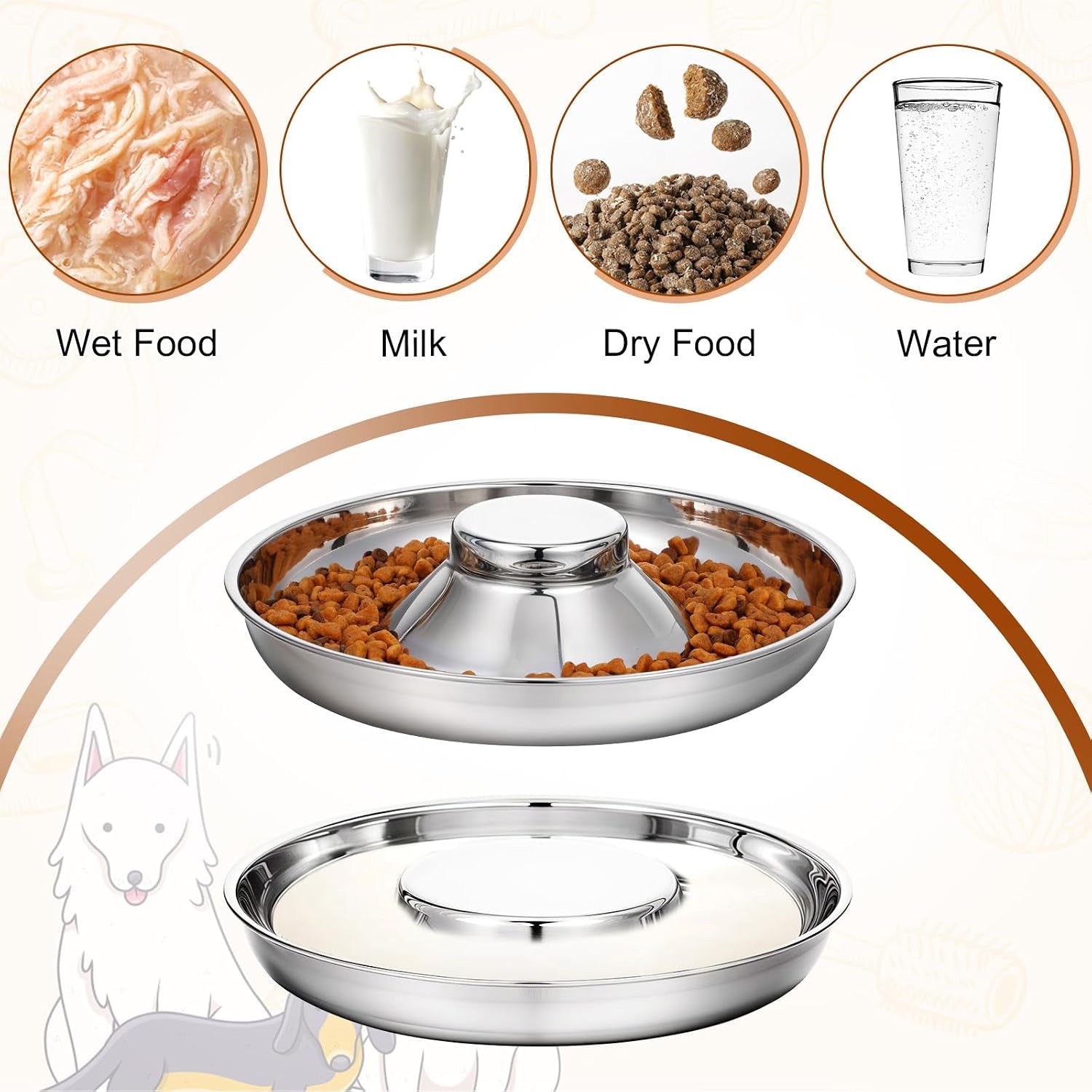 4-pcs-stainless-steel-puppy-bowls-10-2-inch-silver-multiple-puppy-feeding-station-non-skid-dog-food-and-water-bowls-for-weaning-litter-feeding-and-slow-feeder-use