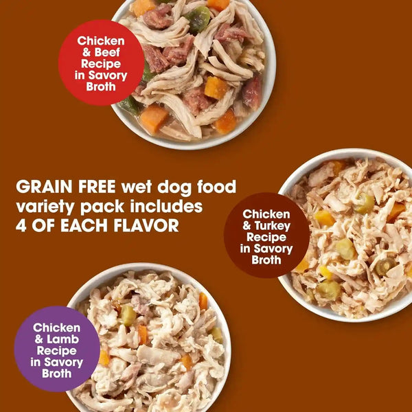 Nature'S Recipe Grain Free Wet Dog Food Variety Pack, Chicken Recipes with Beef, Turkey & Lamb in Savory Broth, 2.75 Oz. Cups (Pack of 12), 2 Count3