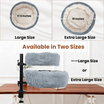 Cat Desk Bed, XL, Reversible 2-Tone, Adjustable, Light Gray6