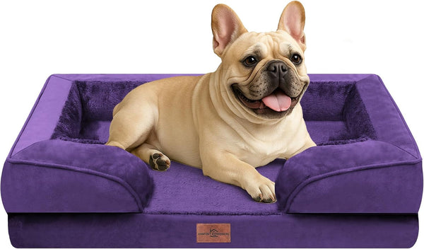 Comfort Expression Orthopedic Dog Bed for Extra Large Dogs with Bolster | Waterproof Dog Couch Bed with Washable Cover & Non-Slip Bottom, Supportive Egg Crate Foam XL Pet Bed, 42X30 Inch169