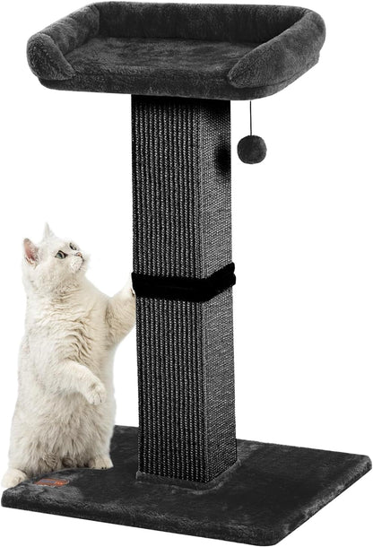 Karolpar 32" Cat Scratching Post for Indoor Cats, Sisal Cat Scratcher with Plush Perch, Large Scratch Post with Bed, Removable Cover, Sisal Fabric,Light Grey | Natural Sisal Cat Scratcher Tower, Large Scratch Post with Bed, Cat Tree with Removable Cover8