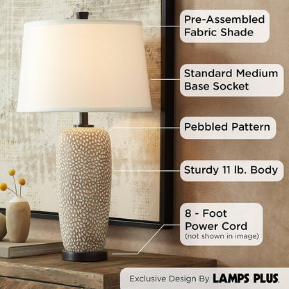 Anna 27 1/4" Tall Table Lamps Set of 2 Coastal Modern | Pebbled Living Room Bedroom Bedside Nightstand House Office Home Reading Kitchen Entryway Console Family White Shade3
