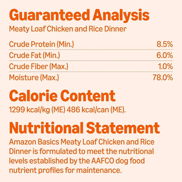 Amazon Basics Wet Dog Food Meaty Loaf Variety Pack, Filet Mignon Flavor and Chicken & Rice Dinner, Made with Real Chicken and Beef, 13.2 Oz Can, (6 Cans of Each Flavor, 12 Cans in Total)9