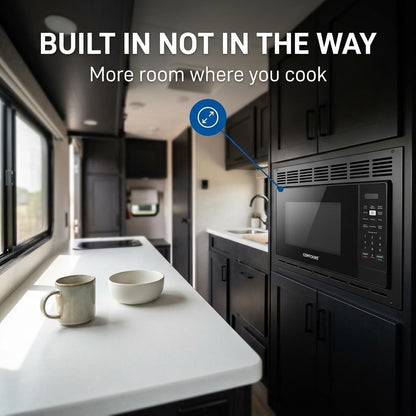 Built-In RV Microwave, 1.0 Cu Ft, 900W, Black Onyx | Express Cook Presets, Auto Menus, Time and Weight Defrost, 10.5 in Glass Turntable, Trim Kit Sold Separately RV-985BK7