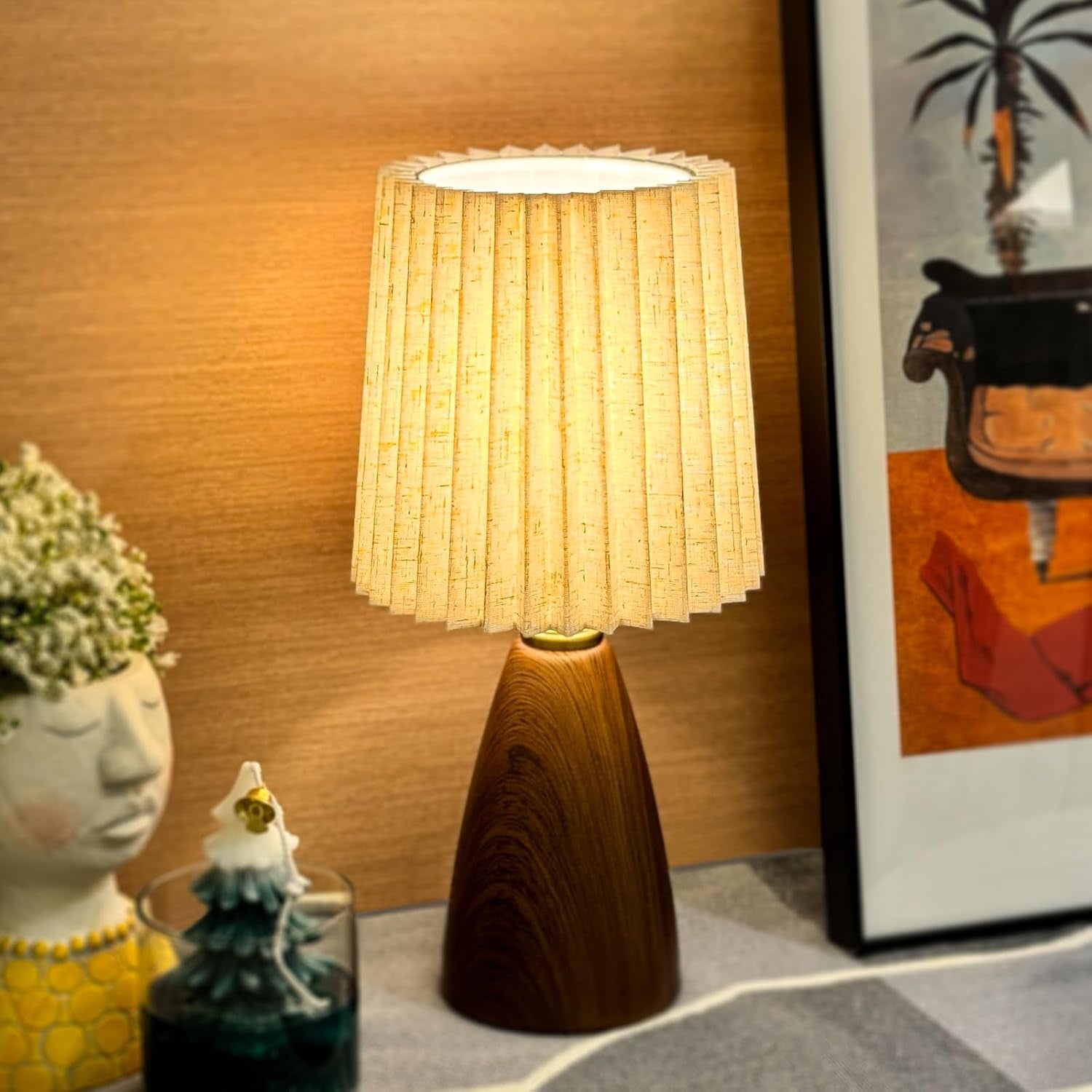 small-pleated-table-lamp-for-bedroom-bedside-lamps-for-nightstand-dimmable-desk-lamp-ceramic-wood-grain-base-round-flaxen-fabric-shade-for-living-room-kids-room-led-bulb-includedart-deco
