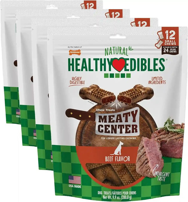Nylabone Healthy Edibles Meaty Center Dog Treats, Beef Flavor, 12 Count | Natural Dog Chew Bones, Made in USA, Highly Digestible, Help Clean Teeth, Long Lasting Chews for Small Dogs up to 25 Lbs13