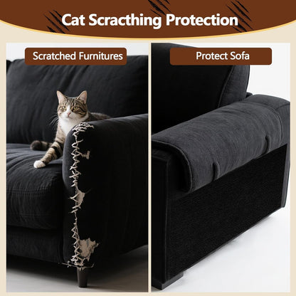 Cat Scratch Furniture Protector, 39.4"X15.8" Self Adhesive Cat Scratch Mat Pad,Cut to Fit DIY Replacement Carpet for Tree,Wall,Bed,Door, Couch Protector (Black)3