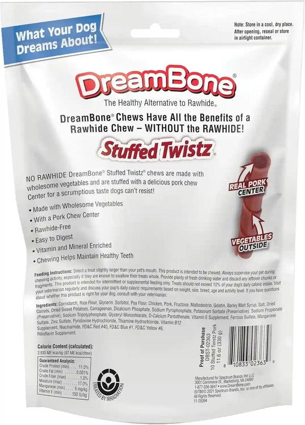 Dreambone Stuffed Twistz 10 Count, Rawhide-Free Chews2