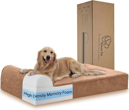 Rainmr Orthopedic Dog Beds for Large Dogs, 7" Memory Foam Dog Beds with Waterproof Liner, Durable Microsuede Cover, Removable and Washable, Nonskid Bottom, 60"X48"X7" XXL Chocolate8