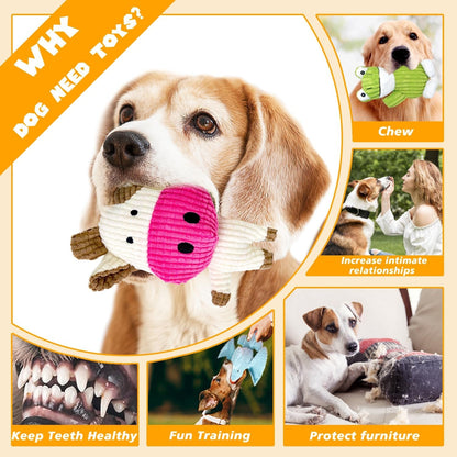 MRSOHRET 5 Pack Dog Toys Squeaky, Tough Stuffed Plush Puppy Chew Toys for Teething, Durable Plush Dog Toy for Large Medium Small Breed to Keep Them Busy4