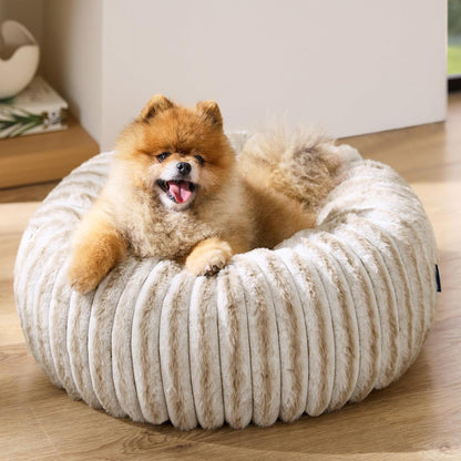 Bedsure Comfyfleece™ Donut Large Dog Bed - Washable Faux Fur with Corduroy Fleece & anti Slip Bottom, round Pet Bed with Removable Cover, Camel Brown, 36X36X8 Inches | 36X36X8In,Calming round Pet Bed,Support Plush , with Removable Corduroy Fleece for Big Dog,Anti Slip Bottom,Camel Brown15