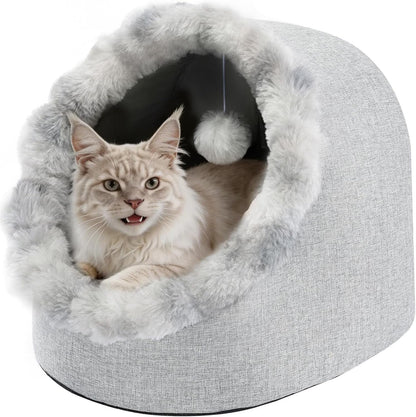 Avont Cat Bed Cave for Indoor Cats, Semi-Enclosed with Washable Cushion | Anti-Slip Bottom, Warm Plush, for Kittens & Small Dogs under 10 Lbs (M)9
