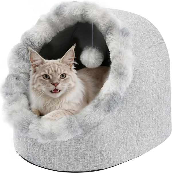 Avont Cat Bed Cave for Indoor Cats, Semi-Enclosed with Washable Cushion | Anti-Slip Bottom, Warm Plush, for Kittens & Small Dogs under 10 Lbs (M)9