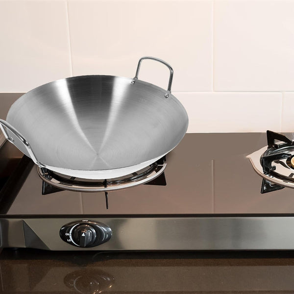 Stainless Steel Wok round Bottom Chinese Wok for Gas Stove Large Fry Pan Large Capacity Saute Pan 12.00X10.82X2.95In Even Heat Retention Easy-Clean Cooking5