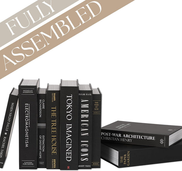 Oversized Set of 9 Faux Books with Hidden Storage (Black), Fashion Books, Coffee Table Accessory, Bookshelf Decor, Home Staging2
