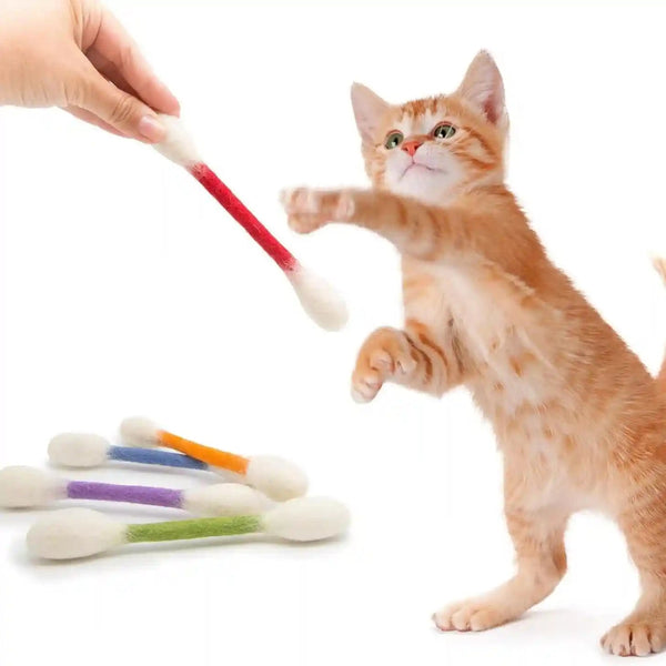 6 PCS Swabs Cat Toys with Catnip,Cat Qtip Toy,Cotton Swabs Cat Toys with Catnip,Durable for Chew,Interactive Kitty Kick Sticks for Cat Lovers Gift,Sturdy Teething Chew Toy (Colorful)8