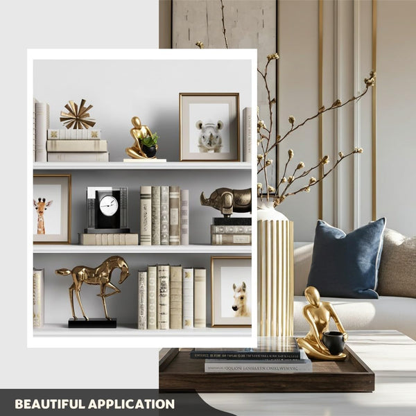 Modern Abstract Statue with Removable Faux Succulents Plants – Resin Figurine Home Decor Accents, Coffee Table Shelf Styling. Collectible Art Luxury Gift Items Woman Thinker Sculpture (Gold)6
