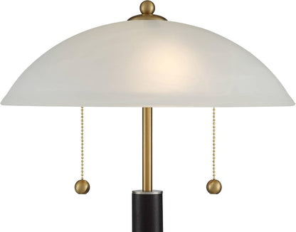 Orbital 19 1/2" Small Table Lamp Gold Wood Modern Pull Chain Mid Century | Dome Frosted Glass White Brown Metal Bedroom Living Room Nightstand Bedside Office Kids House Home Family3