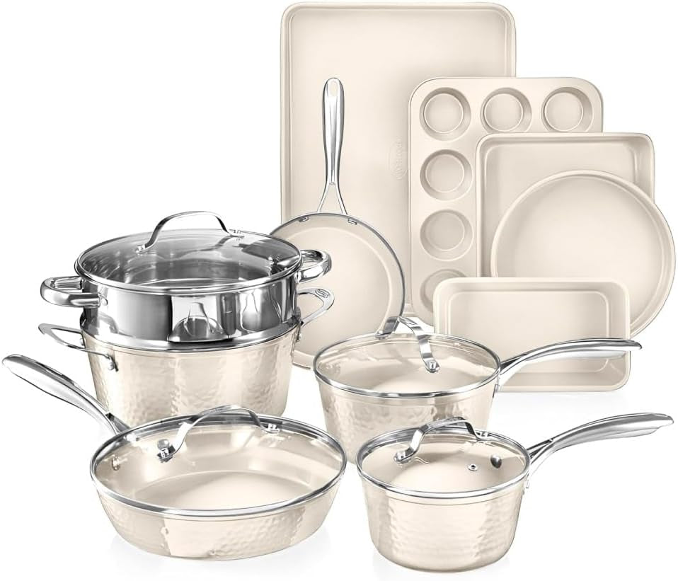 hammered-15pcs-ceramic-cookware-set-nonstick-induction-pots-and-pans-set-non-stick-with-bakeware-set-steamer-for-cooking-non-toxic-pfoa-pfos-free-oven-dishwasher-safe-cream-white