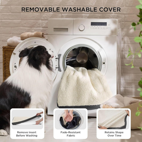 Bedsure Washable Dog Beds Large Sized Dog with Comfy Sherpa, 36X27In Grey | Orthopedic Egg Crate Foam,Comfort Support Flat Rectangle Pet Mat,Non-Slip Bottom,Removable Cover,For Large Breed up to 55 Lbs5