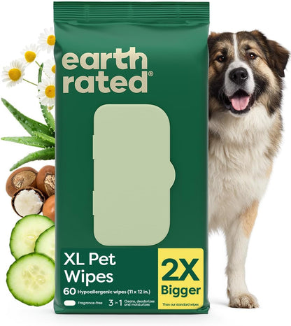 Earth Rated Dog Wipes for Paws & Butt, Deodorizing, Unscented, 100Ct | Hypoallergenic, 3-In-1 Cleaning and Hydrating, for Grooming Paws, Body and Butt19