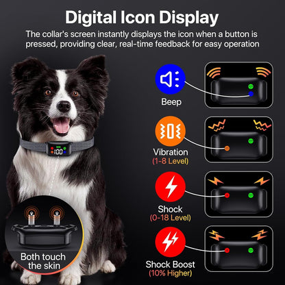 Dog Shock Collar with Remote Control, Dog Training Collar for Large Medium Dogs 40-120Lbs Waterproof, Shock Collar for Dogs with Beep Vibration Security Lock (Solid Black)2