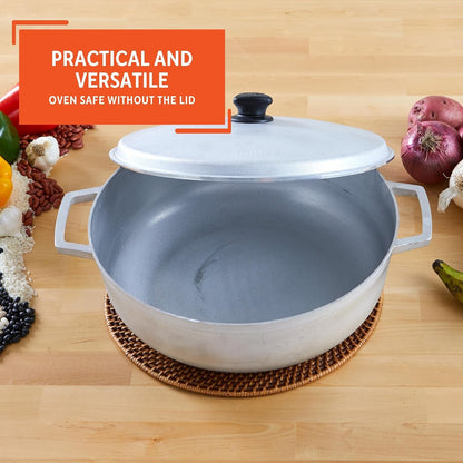 7.5 Quart Traditional Natural Made in Colombia Caldero with Lid for Cooking and Serving,Silver7
