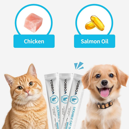 100Tubes Cat Treat Lickable, Omega-3 Fish Oil for Skin and Coat Health Squeezable Creamy Purée Cat Treat Real Chicken Puree Lickables Bulk Wet Squeeze Treats for Kittens Healthy Grain-Free5