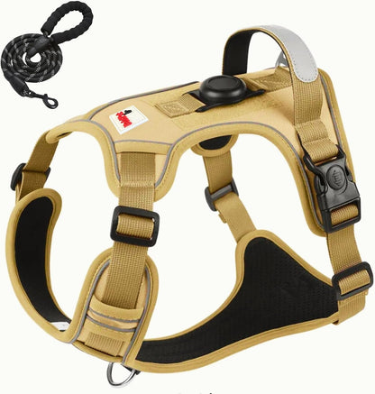 Boldpet® Dog Harness with Airtag Holder and Leash Set- No Pull Dog Harness Reflective Design -Escape Proof with Safety Buckles- Breathable Oxford for Small, Medium and Large Dogs -Air Tag Not Included1