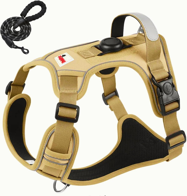 Boldpet® Dog Harness with Airtag Holder and Leash Set- No Pull Dog Harness Reflective Design -Escape Proof with Safety Buckles- Breathable Oxford for Small, Medium and Large Dogs -Air Tag Not Included1
