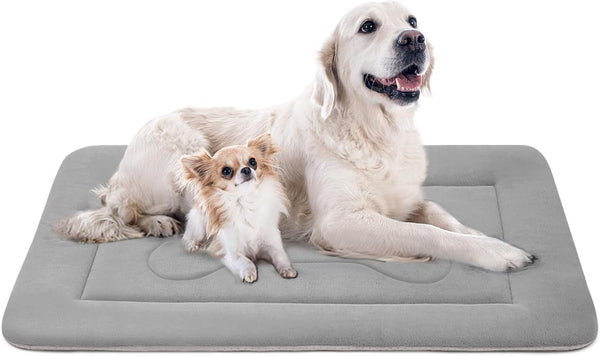 Large Dog Bed Soft Dog Crate Pad Mat, 42 in Non-Slip Bottom Washable Dog Sleeping Mattress Pet Beds Cat Bed Kennel Pad, Dark Blue Gray19