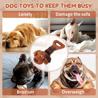 Interactive Tug of War Puppy Toys,Squeaky Pull Toys for Indoor/Outdoor Use Puppy Chew Toys for Teething Plush with Crinkle Paper for Small and Medium5