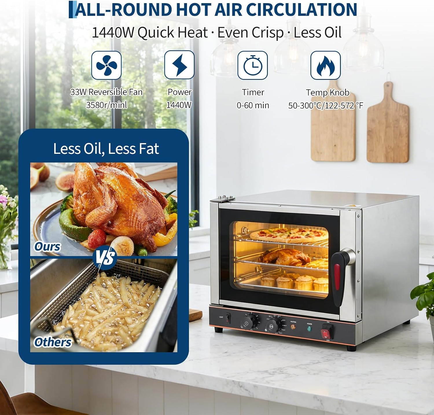 compact-22l-commercial-countertop-convection-toaster-oven-3-tier-air-fryer-1440w-adjustable-temp-30-c-300-c-half-size-stainless-steel-with-trays-wire-racks-kitchen-appliance