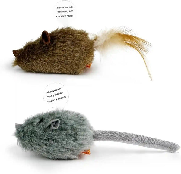 Ttcat 2 Pack Squeaky Furry Mouse Cat Toys with Silvervine, Realistic Fluffy Mice Kitten Interactive Hunting Toy, Noise-Making Cat Prey Toy for Indoor Cats, Boredom Relief Teaser Chew Toy.4