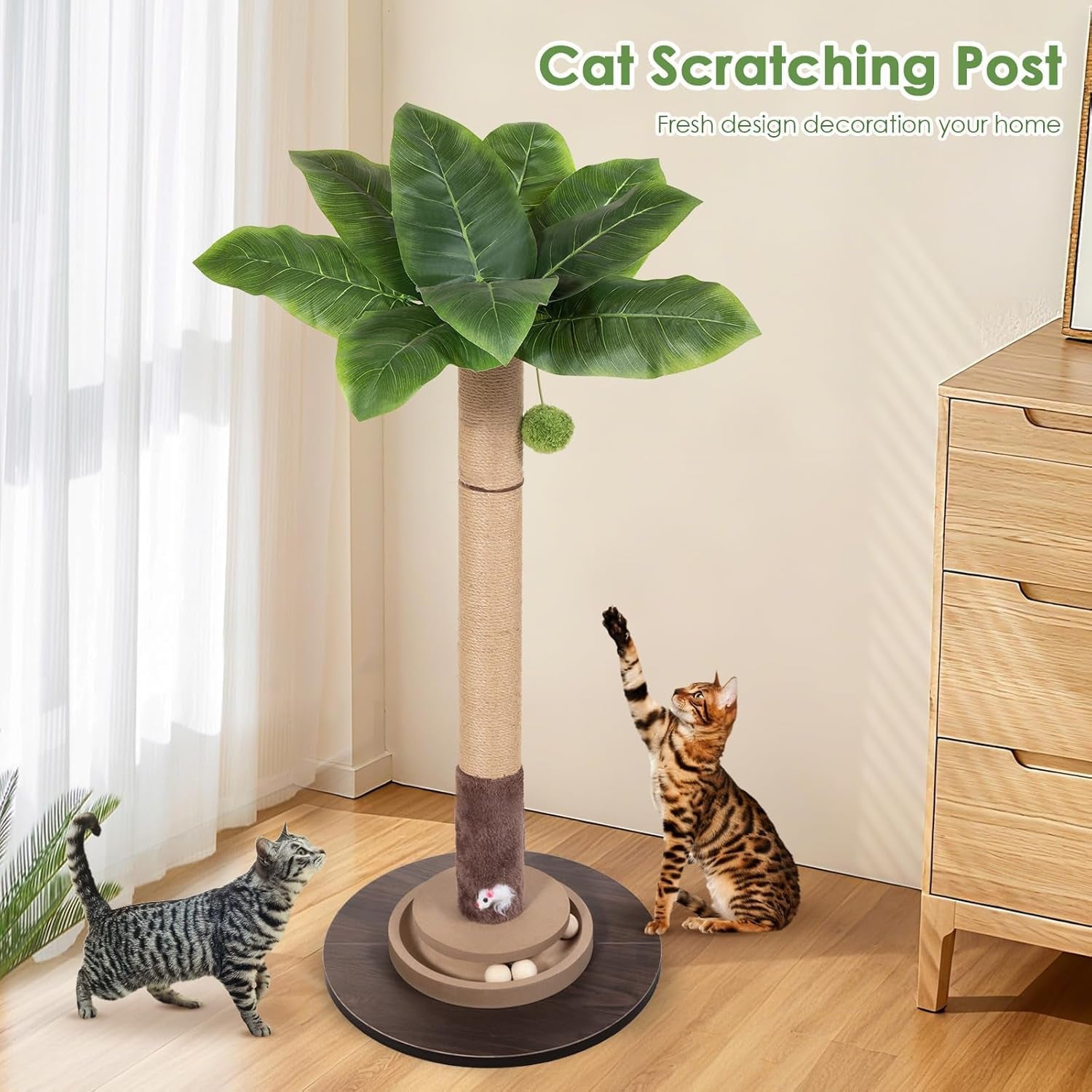 35-sisal-rope-cat-scratching-post-palm-leaf-cat-tree-with-hanging-ball-mouse-toy-for-kittens-adult-indoor-cats